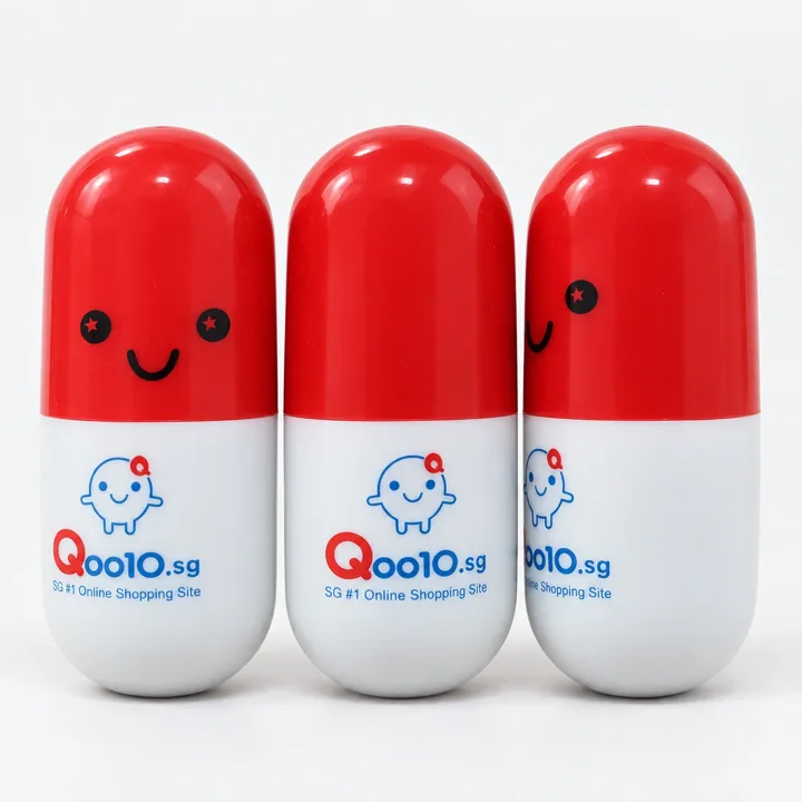 A recreated product showcase based on Qoo10-branded promotional products from our portfolio.