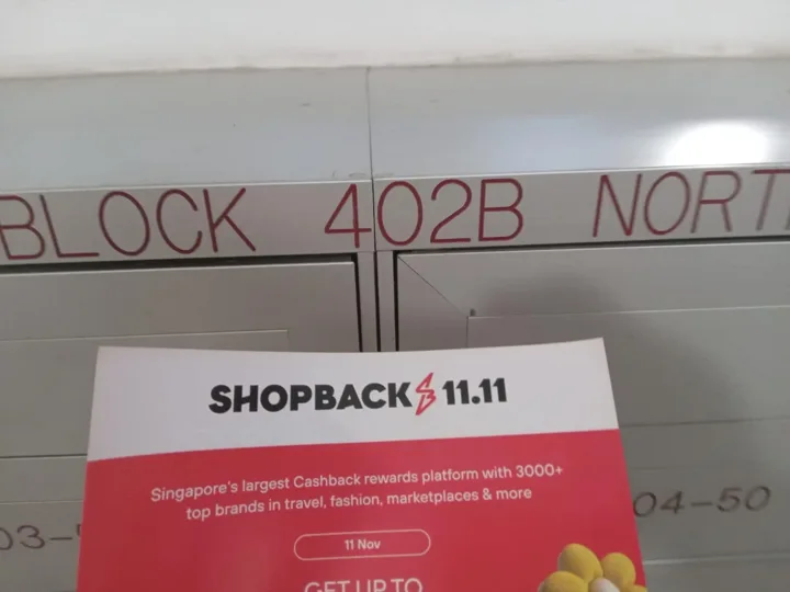 A ShopBack promotion photographed at residential letterboxes.
